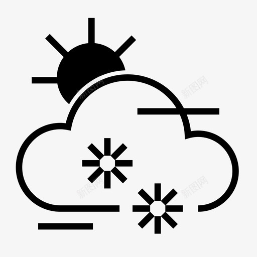 部分下雪气候天气预报图标svg_新图网 https://ixintu.com 天气字形图标 天气预报 气候 部分下雪