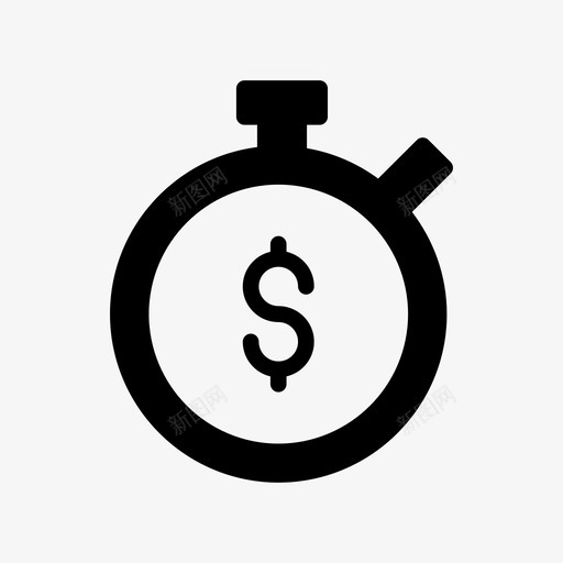 秒表商务时钟图标svg_新图网 https://ixintu.com 商务 商务办公室字形图标 时钟 秒表 美元 计时器