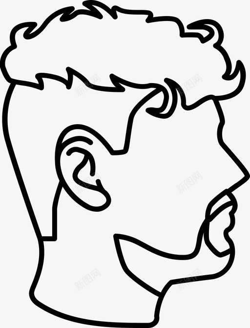 头发卷曲男性图标svg_新图网 https://ixintu.com 下切 卷曲 头发 烫发 男士 男性 男性发型轮廓
