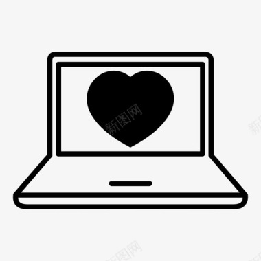 笔记本电脑电脑爱情图标图标