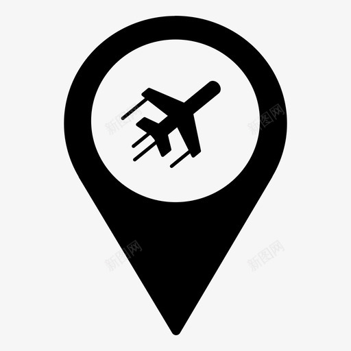 机场飞机位置图标svg_新图网 https://ixintu.com 位置 占位符 地图插针 插针点 机场 飞机