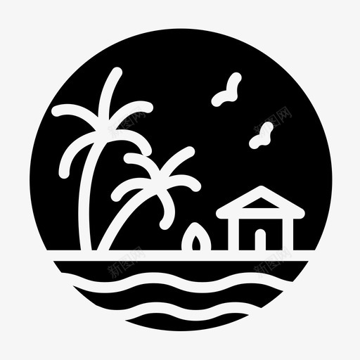 自然海滩小屋图标svg_新图网 https://ixintu.com 冲浪 小屋 棕榈树 海滩 自然 自然图标版本2字形