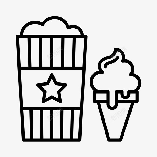 爆米花和冰淇淋快餐冰淇淋蛋卷图标svg_新图网 https://ixintu.com 冰淇淋蛋卷 垃圾食品 快餐 爆米花和冰淇淋