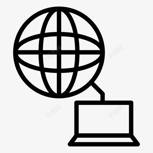 笔记本电脑连接互联网图标svg_新图网 https://ixintu.com 互联网 服务器 笔记本电脑 网络 网络线路图标 连接