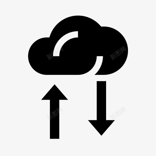 数据传输箭头云图标svg_新图网 https://ixintu.com 云 数据传输 数据库 数据库和服务器固体 服务器 箭头