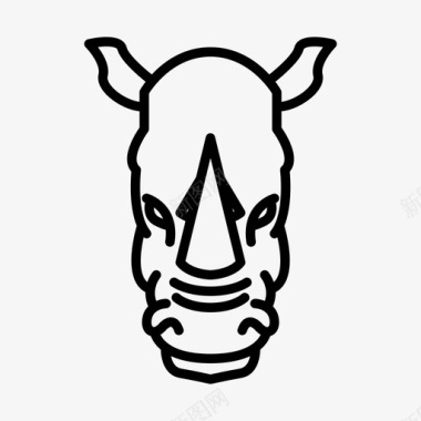 犀牛动物脸图标图标
