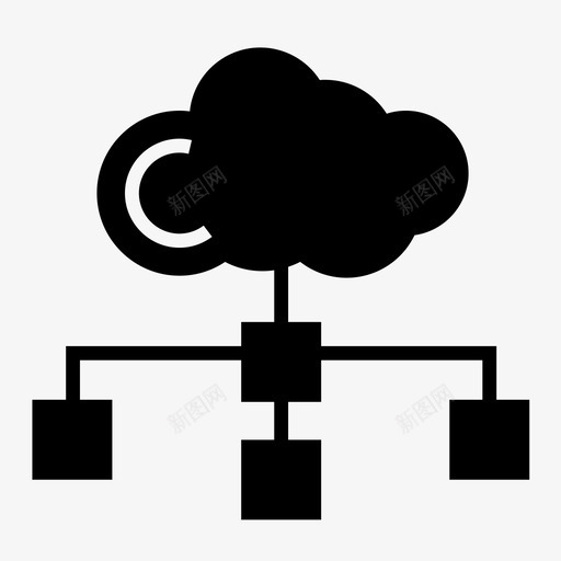 云网络云计算互联网图标svg_新图网 https://ixintu.com 云网络 云计算 互联网 数据库网络字形图标 网络