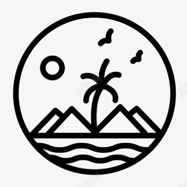 自然海滩山脉图标图标
