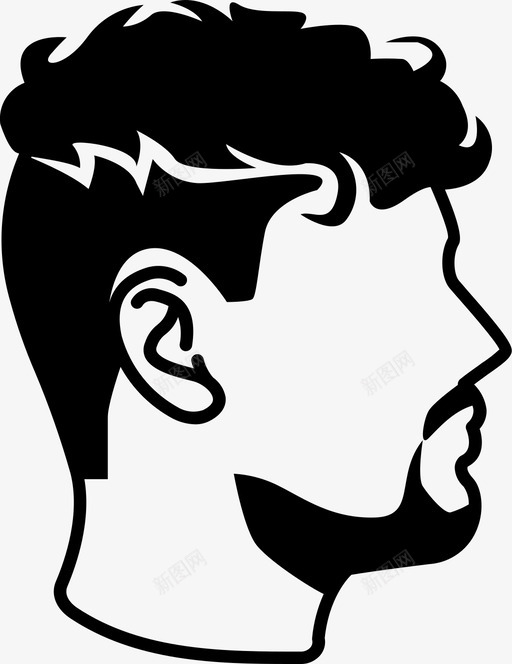 头发卷曲男性图标svg_新图网 https://ixintu.com 下切 卷曲 头发 烫发 男士 男士发型 男性