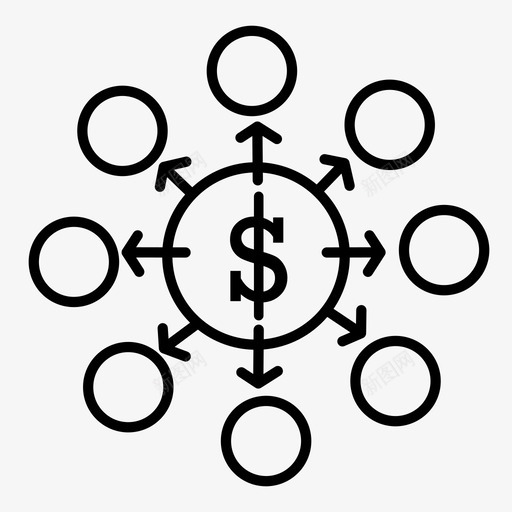 资金分配审计业务图标svg_新图网 https://ixintu.com 业务 审计 财务 资金分配 连接 项目管理线图标