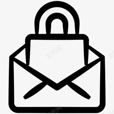安全电子邮件锁墨水安全卷5图标图标