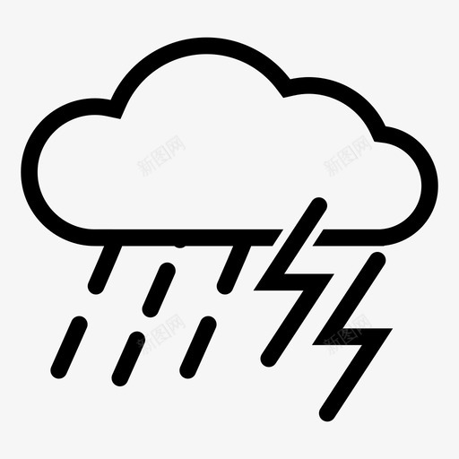 雷雨坏天气闪电图标svg_新图网 https://ixintu.com 坏天气 闪电 雷雨