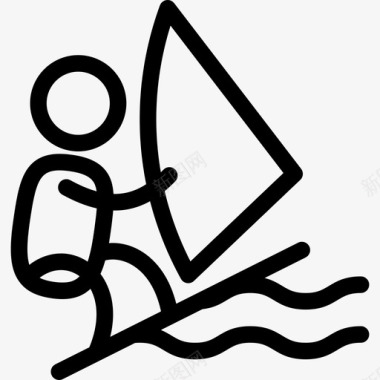 冲浪板运动套装直线型图标图标
