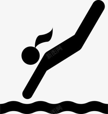 跳水运动员和体育图标图标