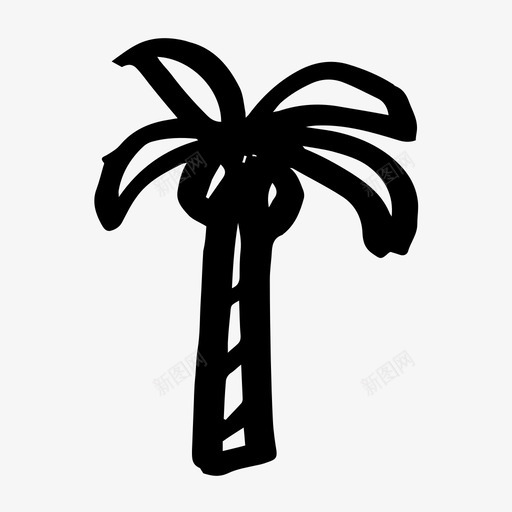 棕榈树椰子树叶图标svg_新图网 https://ixintu.com 夏季 夏季手工绘制 树叶 棕榈树 椰子