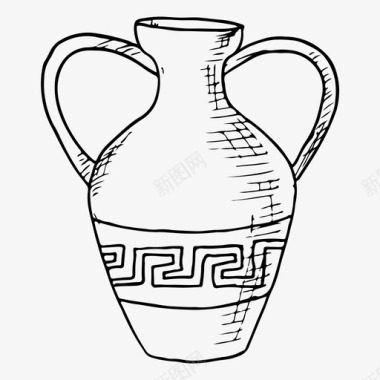 希腊手绘花瓶图标图标
