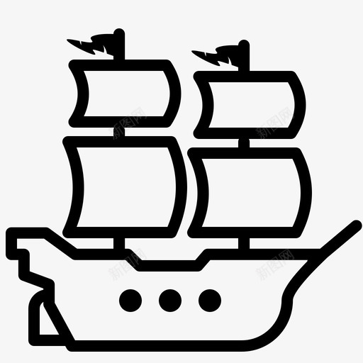 帆船船海洋图标svg_新图网 https://ixintu.com 帆船 波浪 海洋 海盗瘦图标包 船