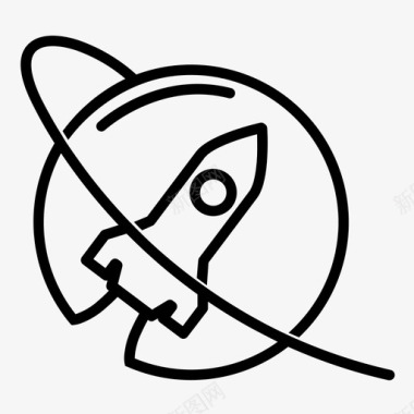 火箭发射行星图标图标
