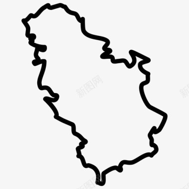塞尔维亚地图欧洲国家地图薄图标图标