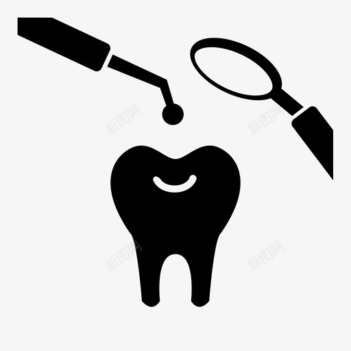 牙医龋齿检查图标svg_新图网 https://ixintu.com 工作 工作符号 检查 牙医 牙齿 龋齿