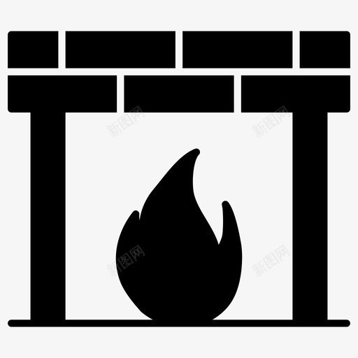 壁炉温暖冬季实心图标svg_新图网 https://ixintu.com 冬季实心 壁炉 温暖