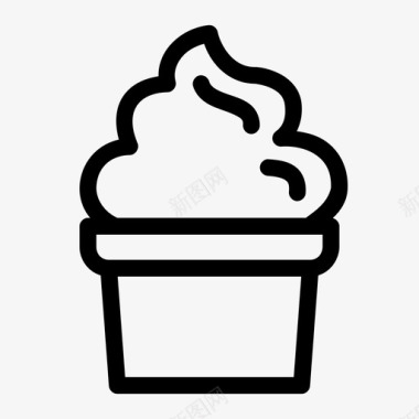 冰淇淋杯蛋卷甜点图标图标