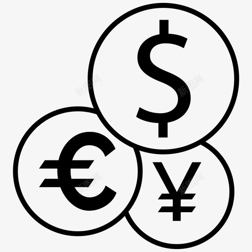 外汇美元欧元图标svg_新图网 https://ixintu.com 商业图标 外汇 日元 欧元 美元 货币