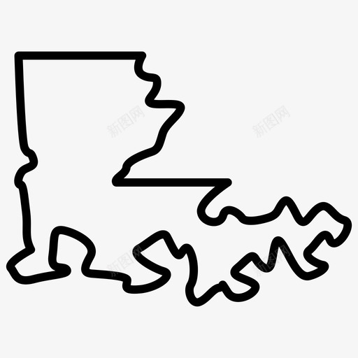 路易斯安那州路易斯安那州地图薄图标svg_新图网 https://ixintu.com 路易斯安那州 路易斯安那州地图薄