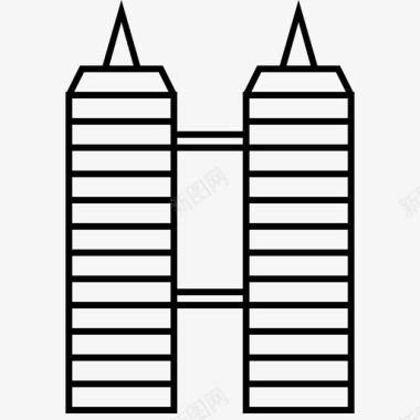 双摩天大楼大楼公司图标图标