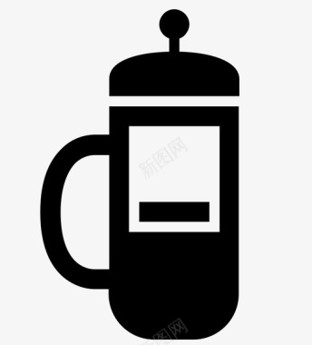 法式压榨机咖啡机咖啡时间图标图标