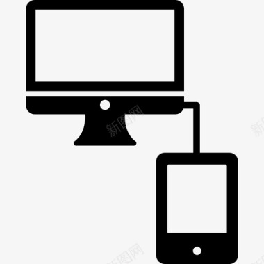 连接到手机技术数据库的计算机图标图标