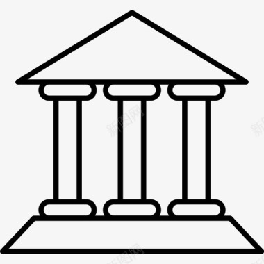 银行大楼罗马式建筑物图标图标