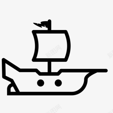 单桅帆船帆船航行图标图标