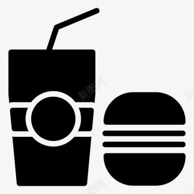 汉堡杯子饮料图标图标