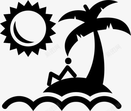 海滩椰树假日图标图标