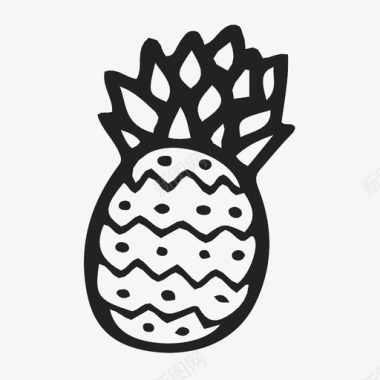 菠萝涂鸦水果图标图标