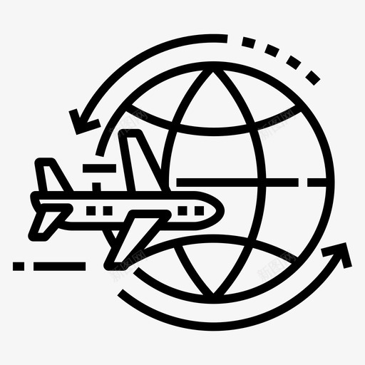 往返飞行地球仪图标svg_新图网 https://ixintu.com 地球仪 它的目的地线图标设置 往返 旅行 旅行旅行它不是旅程 飞机 飞行