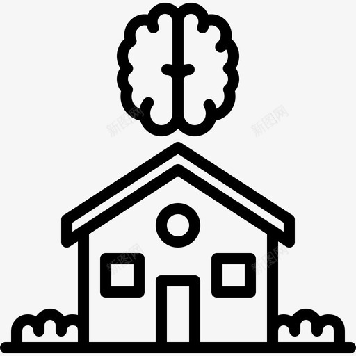 智能住宅大脑未来图标svg_新图网 https://ixintu.com 大脑 技术 智能住宅 未来