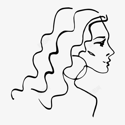 女孩卷发耳环图标svg_新图网 https://ixintu.com 卷发 发型 头发 女人 女孩 耳环