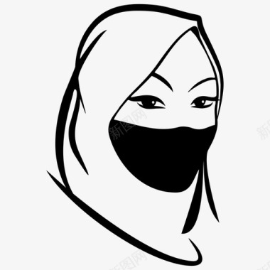 穆斯林妇女头巾伊斯兰教图标图标
