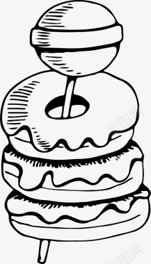 甜甜圈和棒棒糖生日庆祝图标图标