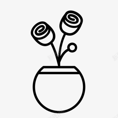 玫瑰花花盆图标图标