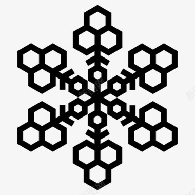雪晶六边形雪花图标图标