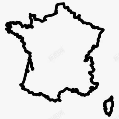 法国地图欧洲国家地图薄图标图标
