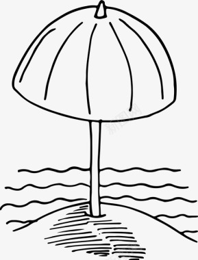 沙滩伞假日大海图标图标