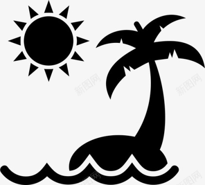 海滩椰树炎热的天气图标图标