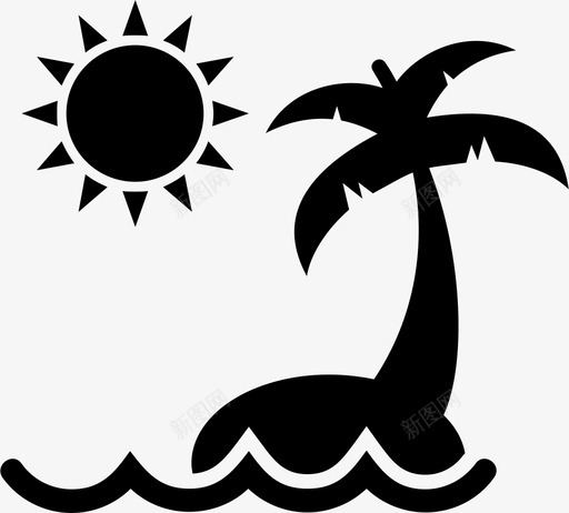 海滩椰树炎热的天气图标svg_新图网 https://ixintu.com 大海 椰树 海滩 炎热的天气