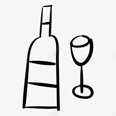 酒瓶和玻璃杯酒精庆祝图标图标