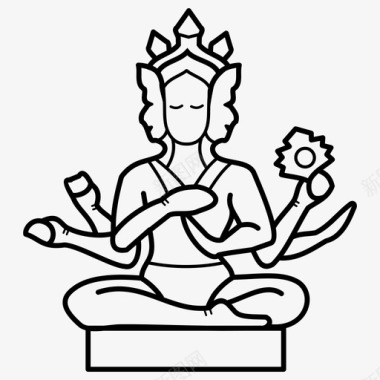梵天印度教的神印度教的图标图标