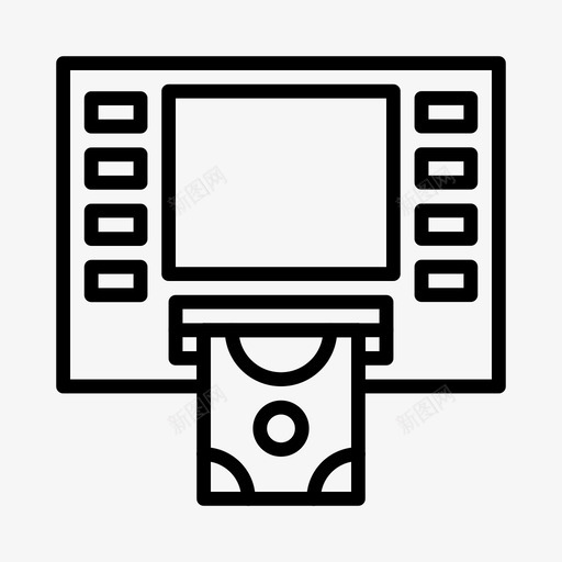 atm机器货币图标svg_新图网 https://ixintu.com atm 取款 机器 货币 购物 购物和电子商务线路图标第1卷